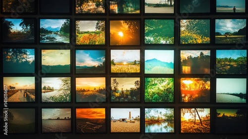 A Wall of Scenic Landscapes: Nature's Canvas in Vivid Hues