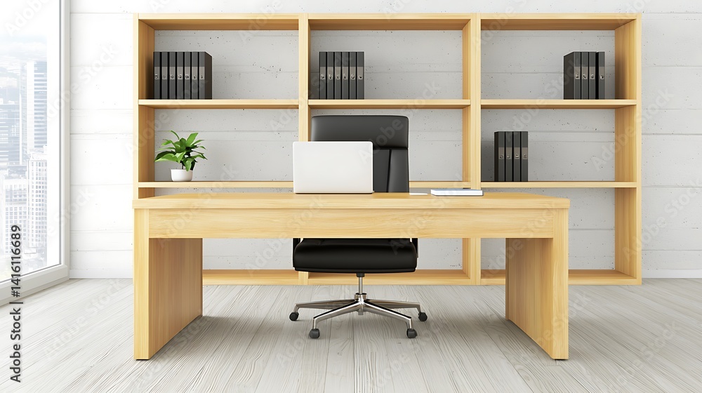 Modern Home Office with Minimalist Desk and Black Chair Design Modern Home Office with Minimalist Desk and Black Chair Design