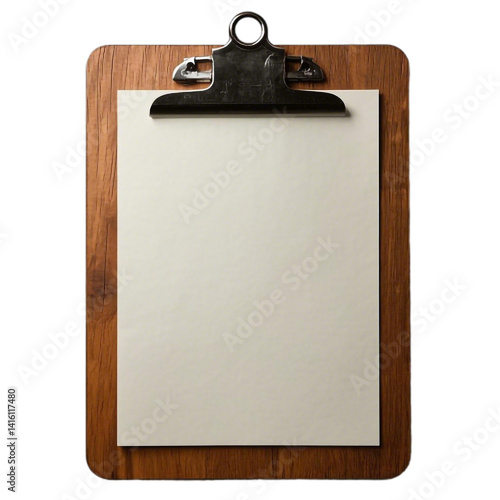 A wooden clipboard on a white or transparent background.