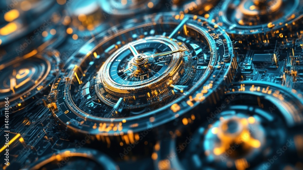 custom made wallpaper toronto digitalAbstract Futuristic Clockwork Mechanism: A Symphony of Gears and Circuits