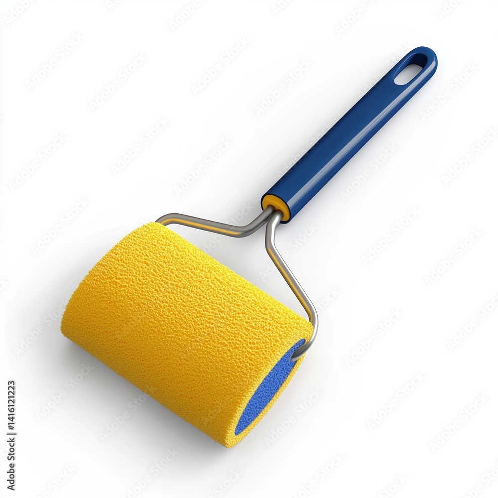 Fototapeta premium Yellow paint roller tool isolated on white background