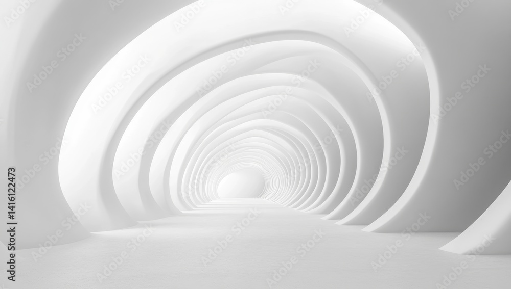 Abstract white tunnel with glowing end. Abstract white tunnel with glowing end.