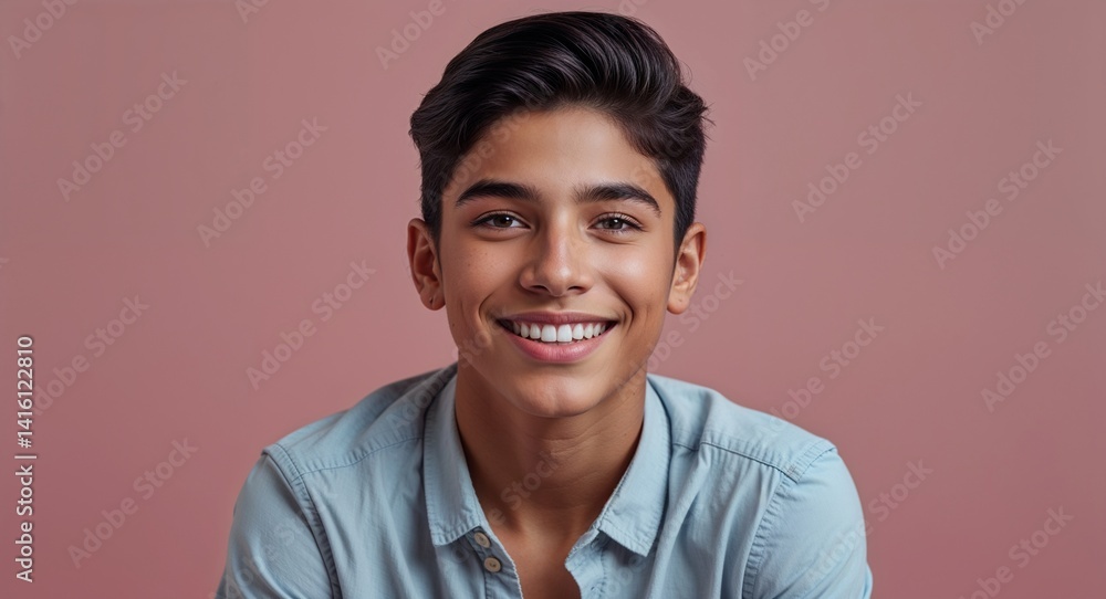 20s latin Hispanic boy portrait skin care model happy ad marketing concept background with copy space 20s latin Hispanic boy portrait skin care model happy ad marketing concept background with copy space