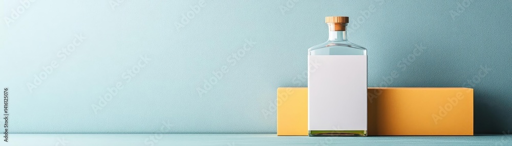 Blank liquor bottle and box, mockup
