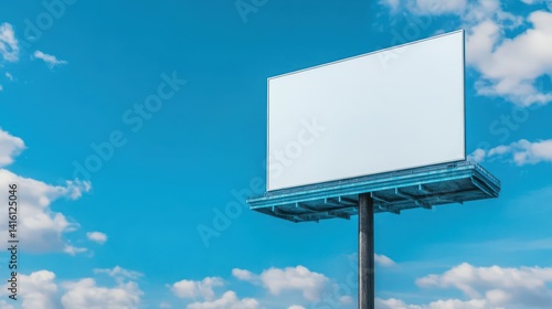 Obraz na płótnie Blank outdoor billboard on blue sky background 8K high quality resolution 3D realistic illustration of a large billboard w salonie