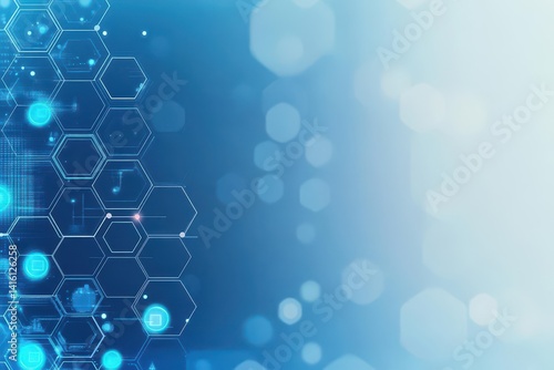 Obraz na płótnie Blue geometric shape abstract technology background with hexagons and circles w salonie
