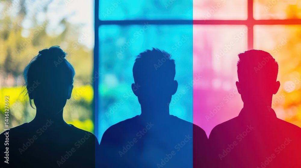 Blurry Silhouettes of People in a Sunny Room