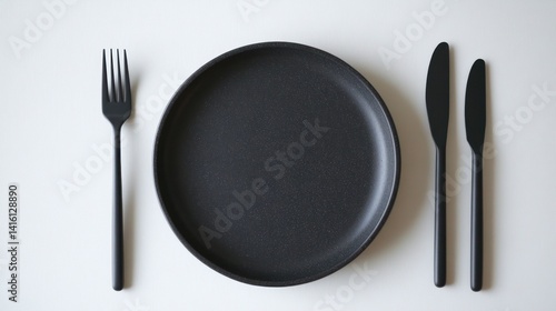 Elegant Black Table Setting: Minimalist Dinnerware