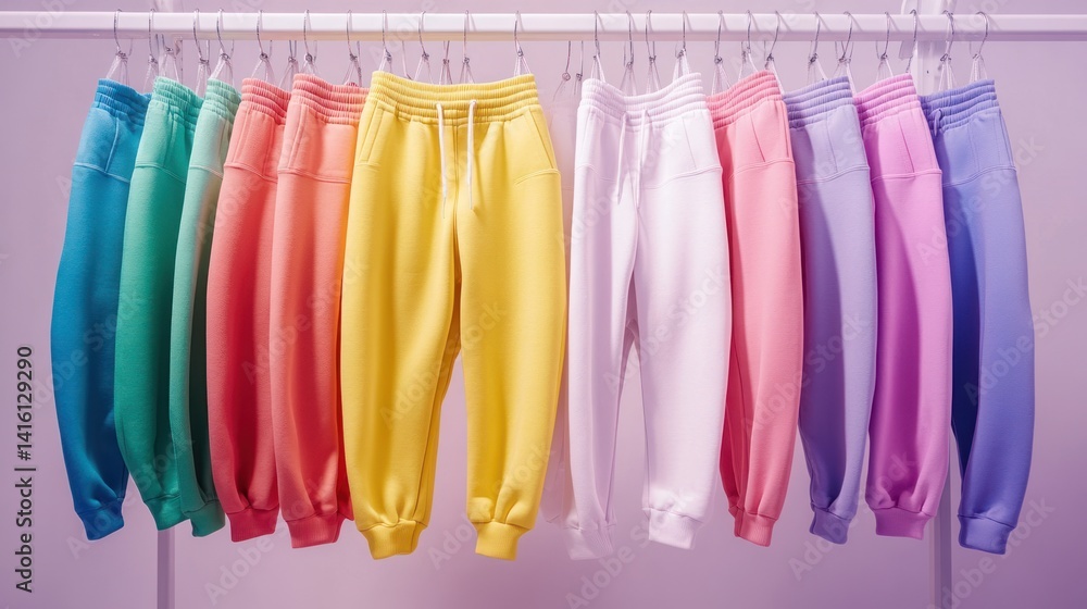 Pastel Rainbow Sweatpants Fashion Display