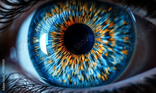 Eye Close-up Detail with Blue Iris and Eyelash Detail Macro