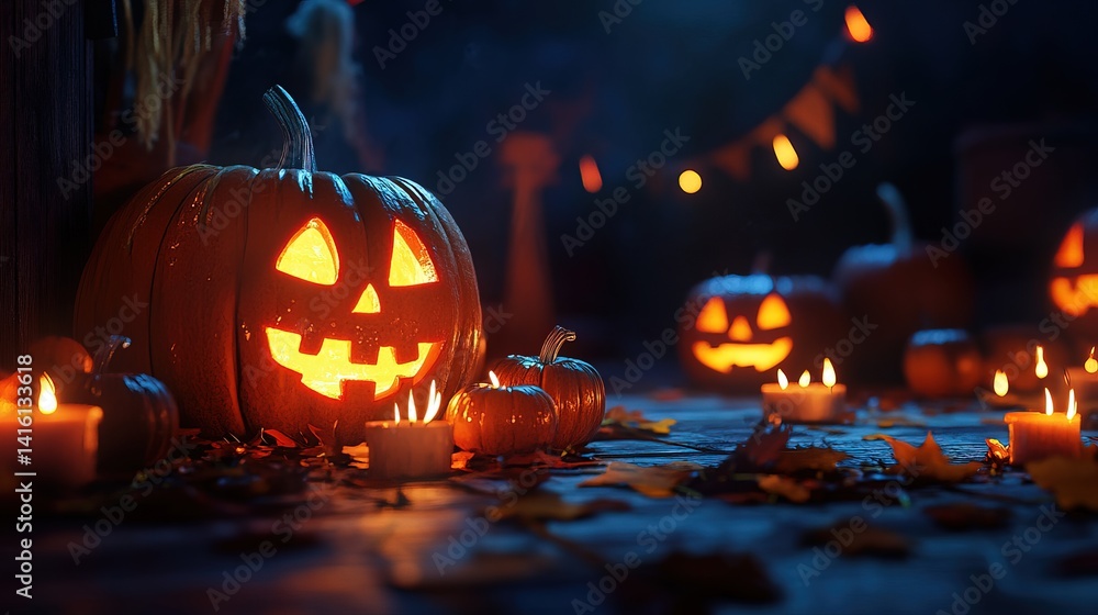 Fototapeta premium halloween pumpkin in the night