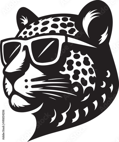 cheetah head with sunglass silhouette vector illustration, cheetah head icon, cheetah head clipart