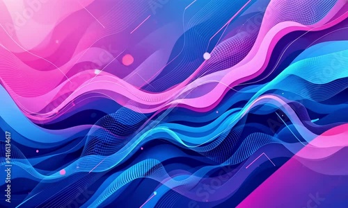 Flowing Abstract Background Animation Pink and Blue Waves