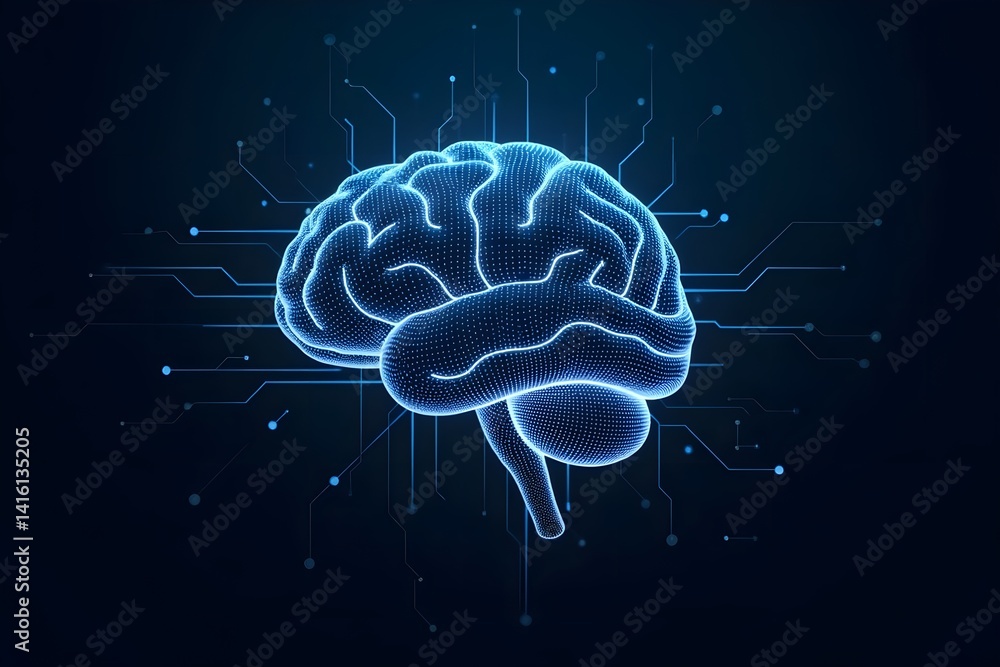 Artificial intelligence brain circuit with futuristic digital patterns and neural lines Artificial intelligence brain circuit with futuristic digital patterns and neural lines