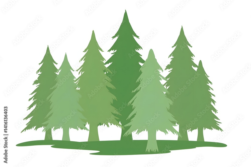 Fototapeta premium Forest Preservation Symbol with Stylized Tree Silhouettes