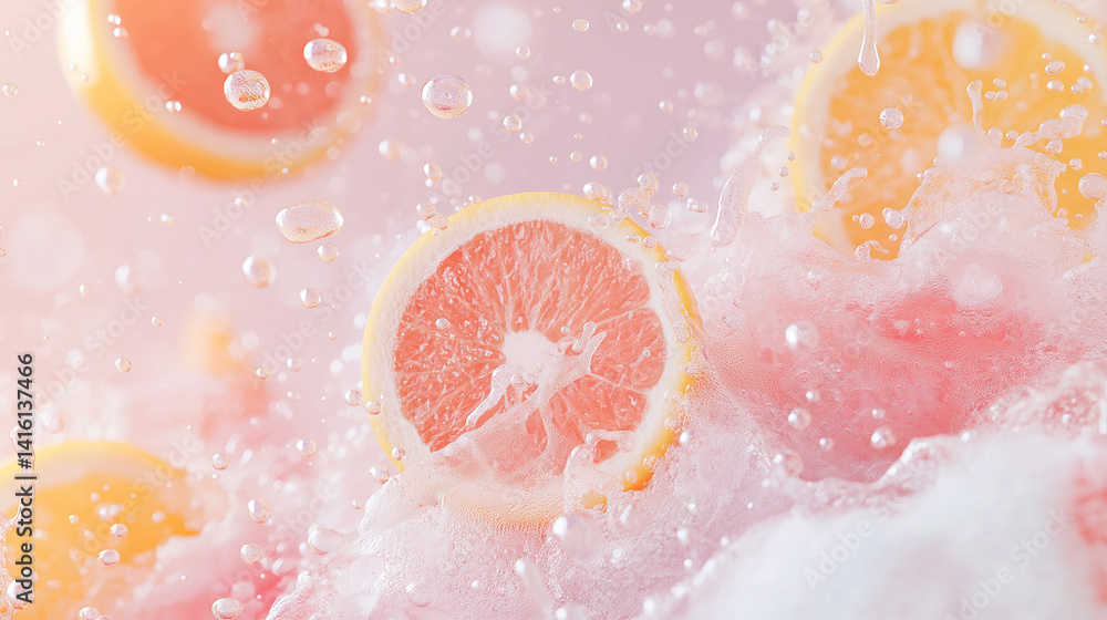 Refreshing Citrus Splash: A vibrant explosion of citrus slices dancing in water, capturing a moment of refreshing zest and dynamic energy. Refreshing Citrus Splash: A vibrant explosion of citrus slices dancing in water, capturing a moment of refreshing zest and dynamic energy.