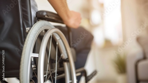 Assistive devices showcasing independence of people with disabilities, detail shot, in a home setting