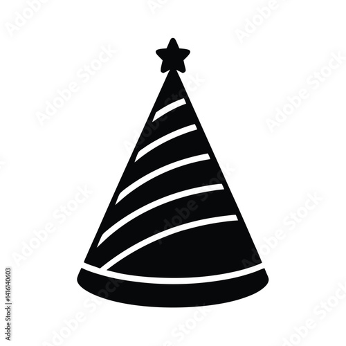 Party Hat Stencil Icon Vector,