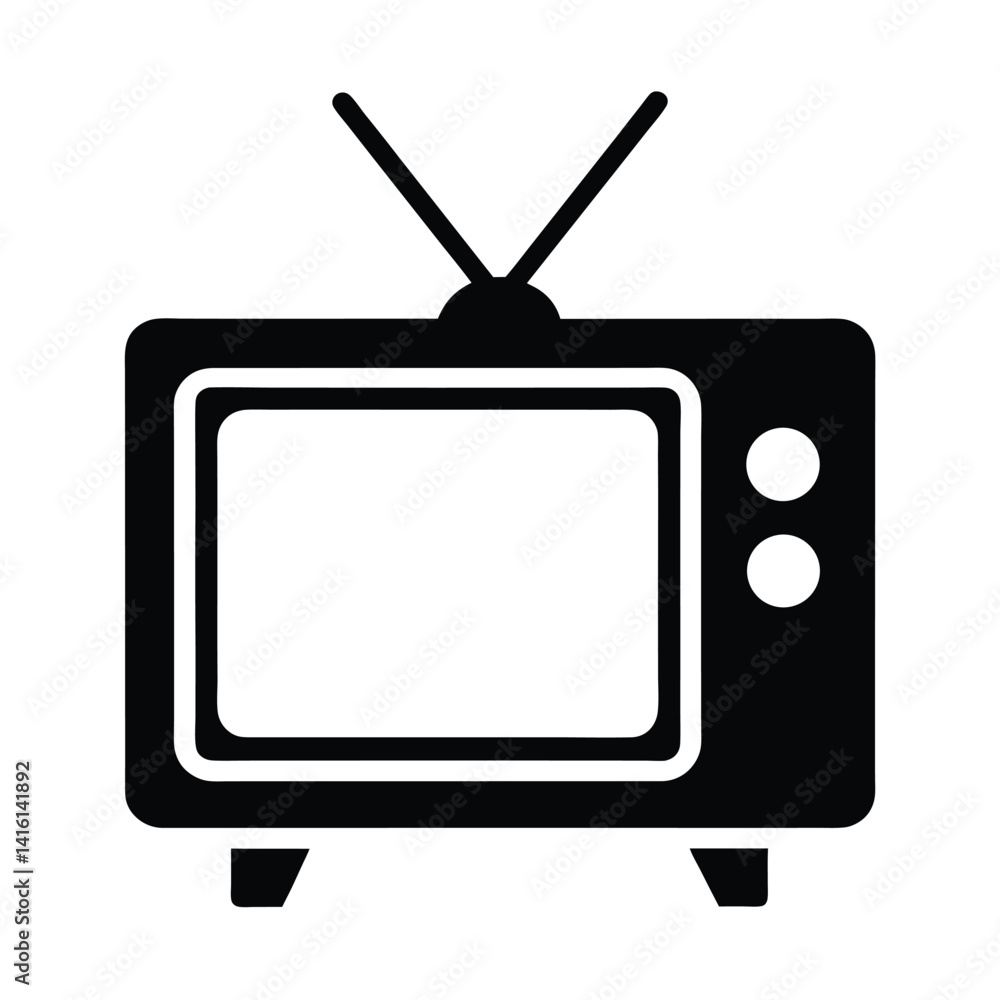 TV Stencil Icon Vector, TV Stencil Icon Vector,
