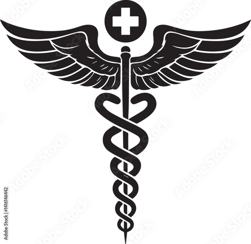 caduceus illustration, caduceus icon, caduceus clipart, caduceus silhouette vector black and white