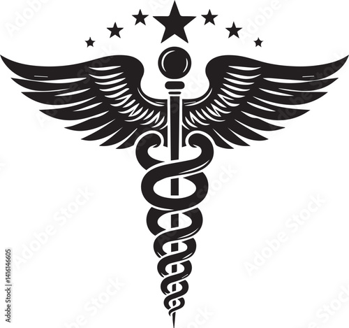 caduceus illustration, caduceus icon, caduceus clipart, caduceus silhouette vector black and white