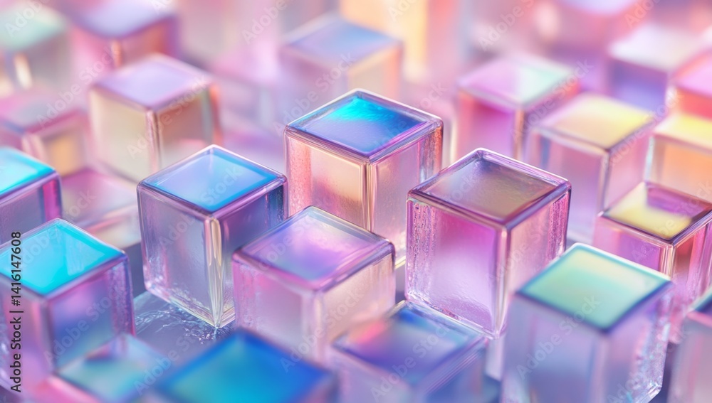 Iridescent glass cubes abstract background. Iridescent glass cubes abstract background.