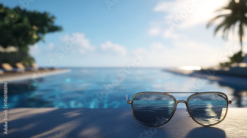 Wallpaper Mural Glasses on sea water. Generative AI technology. Torontodigital.ca