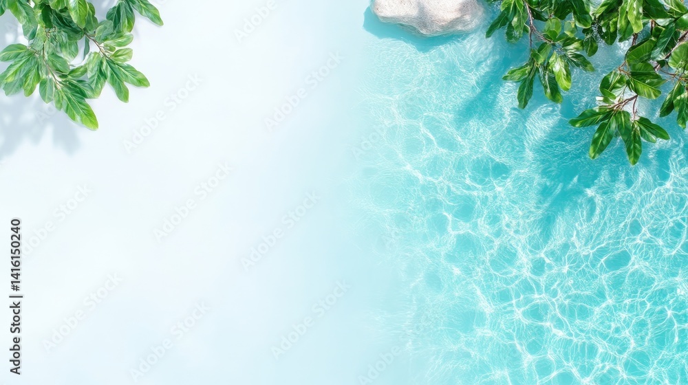 Fototapeta premium Relaxing poolside scene with tropical foliage