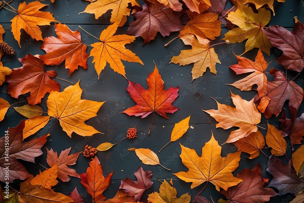 Autumn Leaves Flatlay in Warm Tones and Fresh Colors Autumn Leaves Flatlay in Warm Tones and Fresh Colors
