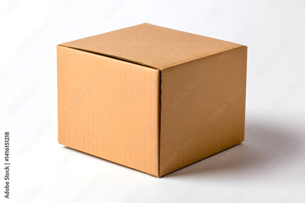 Simple cardboard box isolated on white background blank packaging container
