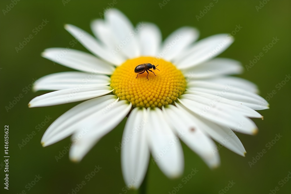 Obraz premium Daisy with a Tiny Insect Resting on the Petals