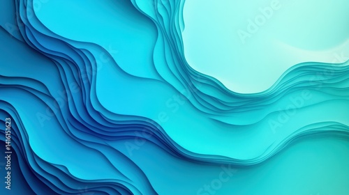 Abstract waves of blue and aqua colors creating a serene background