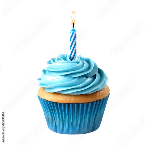 Delicious blue birthday cupcake 
