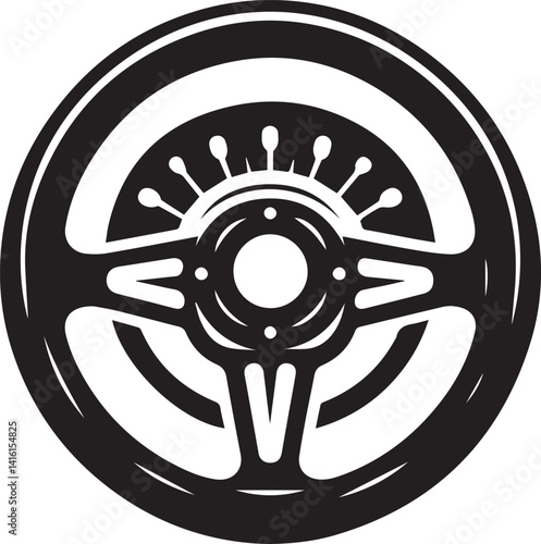 truck steering wheel illustration, wheel icon, wheel clipart, wheel silhouette vector black and white