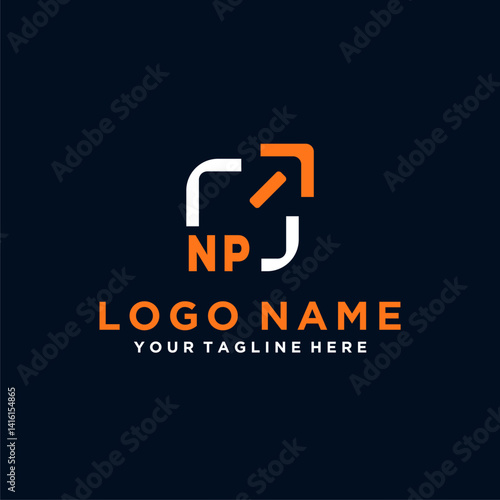 NP initials minimal modern technology logo design