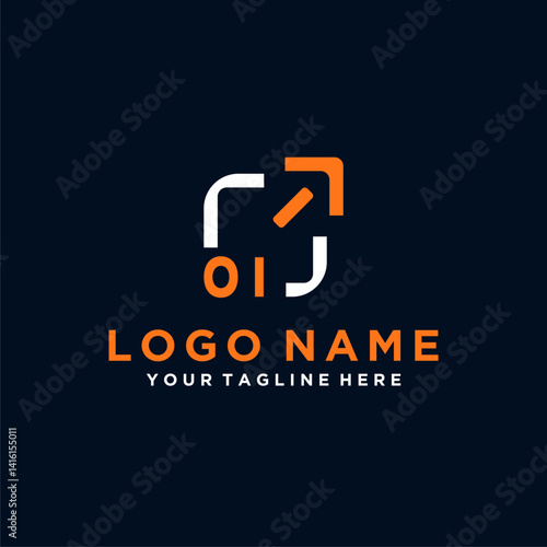 OI initials minimal modern technology logo design