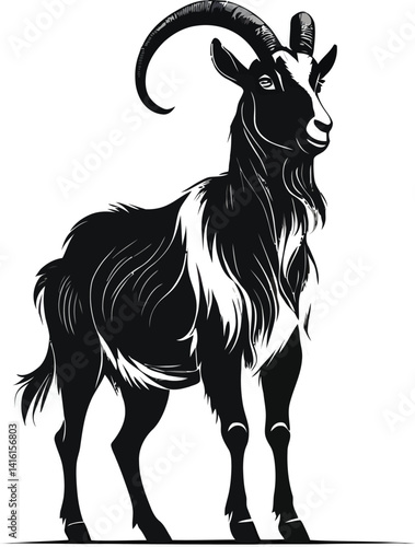 Minimalist Goat Silhouette – Rustic Black & White Farm Life Illustration