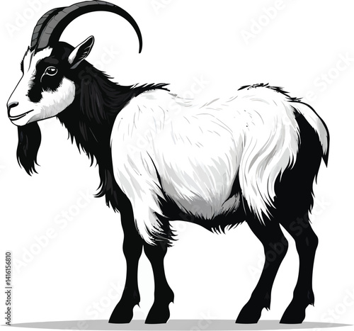 Minimalist Goat Silhouette – Rustic Black & White Farm Life Illustration