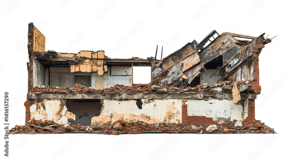 Fototapeta premium a building that has been demolished and is being demolished