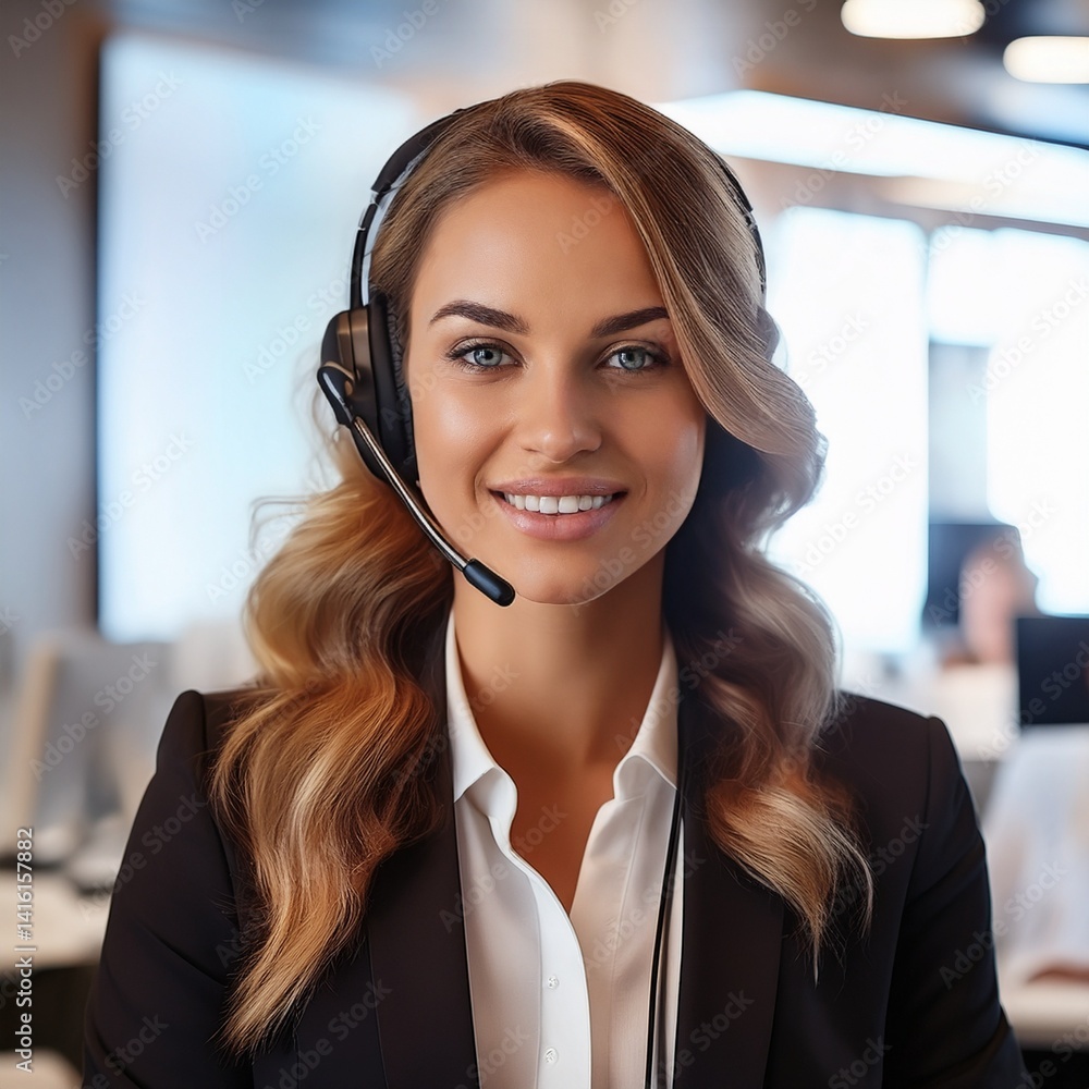 portrait of a cheerful and attractive helpdesk service specialist holding a blank space for copy, isolated against a white background. portrait of a cheerful and attractive helpdesk service specialist holding a blank space for copy, isolated against a white background.