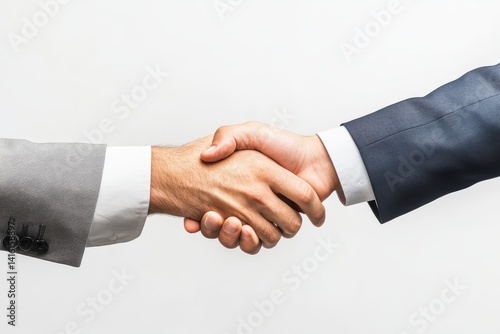 Business handshake agreement isolated on white background