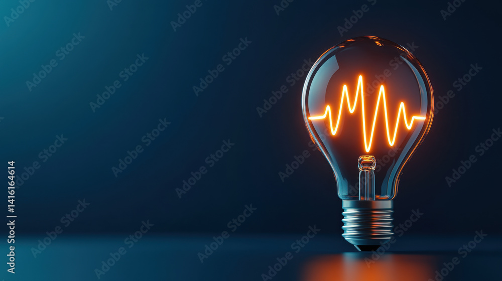glowing light bulb with electric pulse design inside, set against dark background, symbolizes innovation and creativity. warm orange glow adds dynamic touch to modern aesthetic glowing light bulb with electric pulse design inside, set against dark background, symbolizes innovation and creativity. warm orange glow adds dynamic touch to modern aesthetic