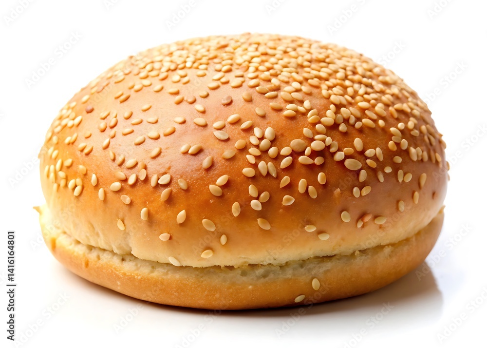 a hamburger bun with sesame seeds on white background a hamburger bun with sesame seeds on white background