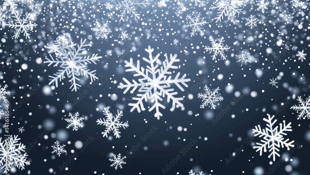Falling snowflakes on dark blue background. Falling snowflakes on dark blue background.