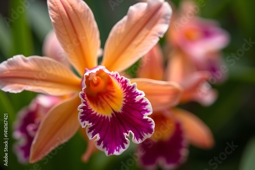 Bright tropical orchids in macro view