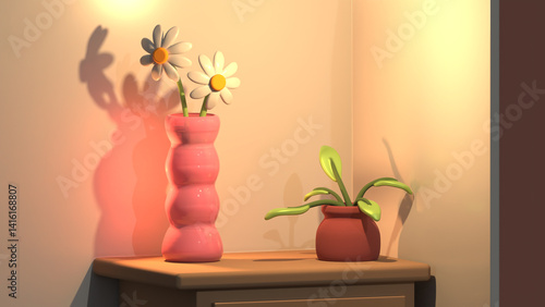vase with flowers 3D