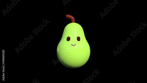 pear on black background 3D