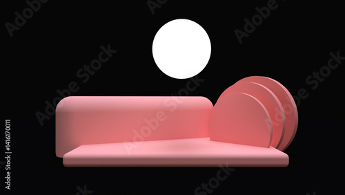 red sofa isolated on black background