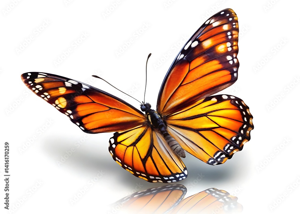 Fototapeta premium Butterfly flying isolated on white background