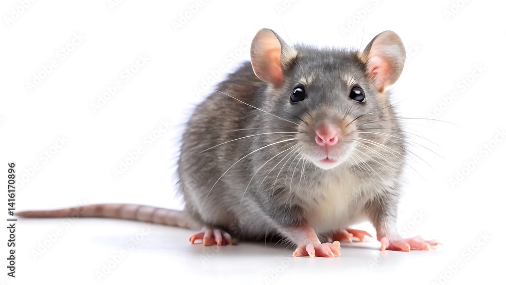 Curious gray rat isolated on white background Curious gray rat isolated on white background